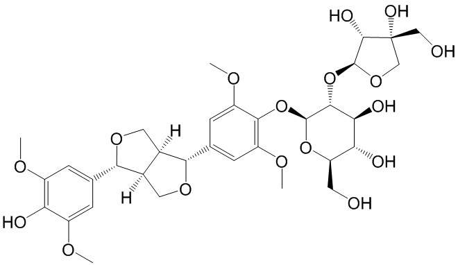 (-)-丁香树脂酚-4-O-β-D-呋喃芹糖基-(1→2)-β-D-吡喃葡萄糖苷