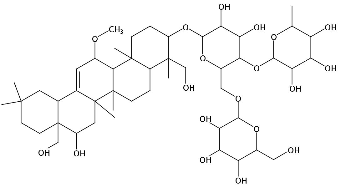 (3β,4α,11α,16β)-16,23,28-Trihydroxy-11-methoxyolean-12-en-3- ylO-6-deoxy-α-L-mannopyranosyl-(1→4)-O-[β-D-glucopyranosy l- (1→6)]-β-D-glucopyranoside