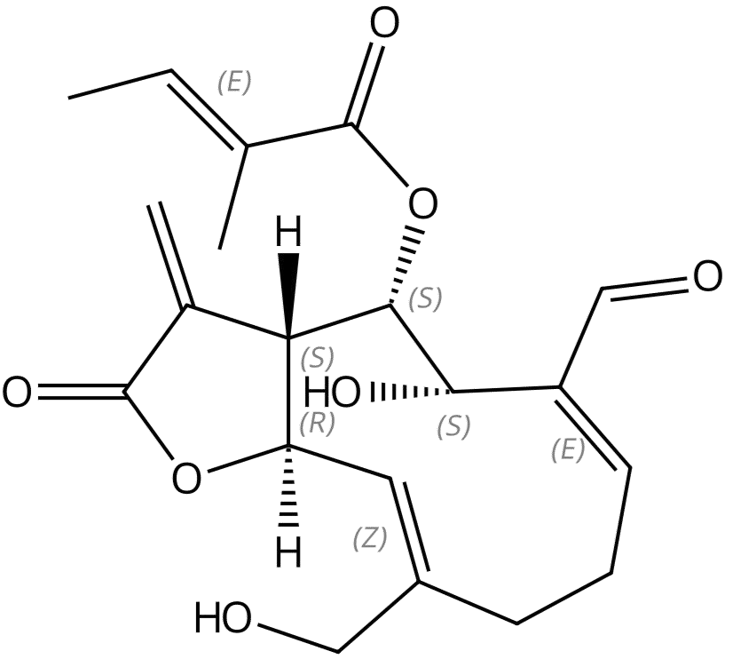 (1-(10)E,4-Z)-6α,9α,15-Trihydroxy-8β-(tigloyloxy)-14-oxogerma cra-1(10),4,11(13)-triene-12-oic acid-12,6-lactone