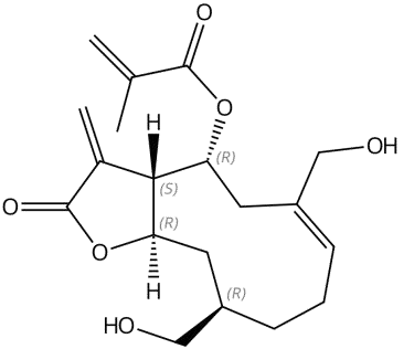 2-Propenoic acid, 2-methyl-2,3,3a,4,5,8,9,10,11,11a- decahydro-6,10-bis (hydroxymethyl)-3-methylene-2-oxocyc lodeca[b]furan-4-yl ester