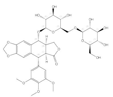 苦鬼臼毒素-4-O-β-D-吡喃葡萄糖基-(1→6)-β-D-吡喃葡萄糖苷